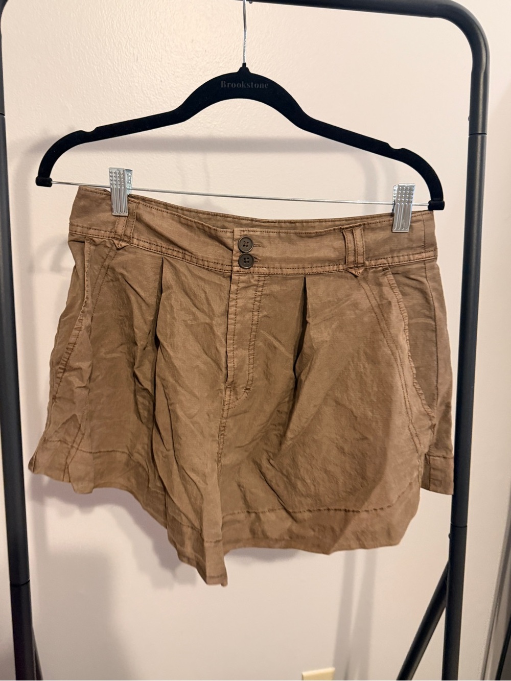 Free People Tan Pleated Casual Shorts